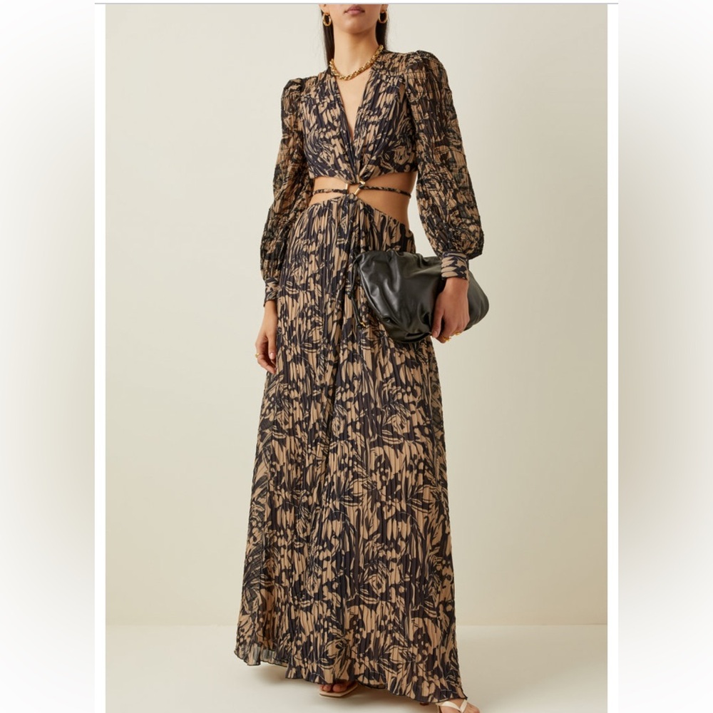 Jonathan Simkhai Black and Tan Floral Maxi Dress